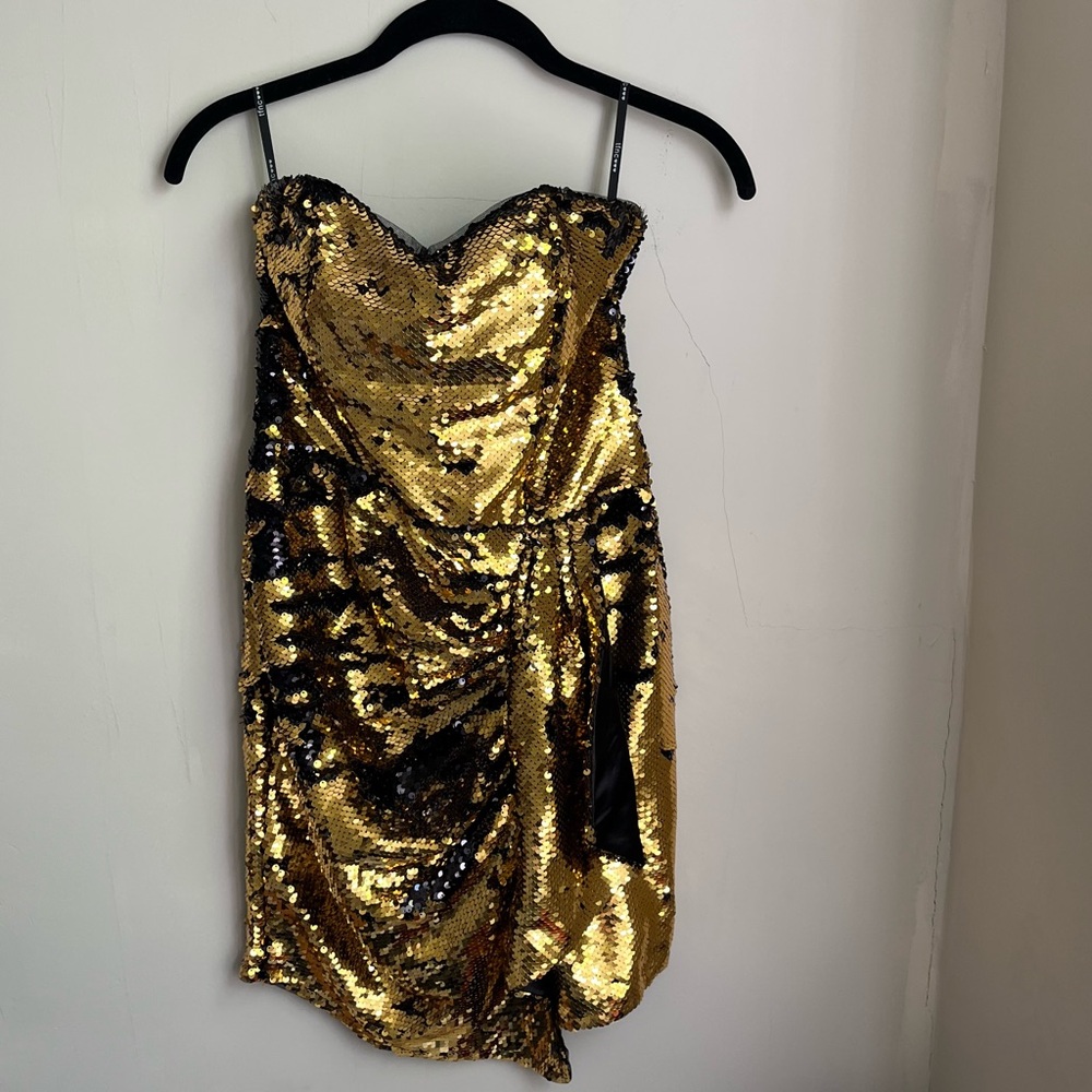 gold sequin mini dress